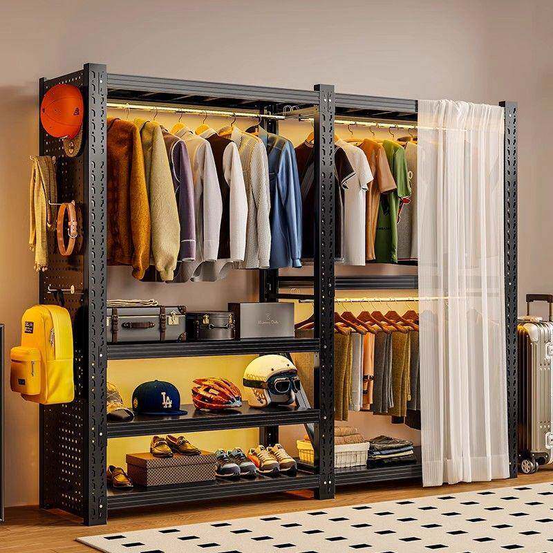 J5N服货柜架衣简易衣架KLB组装卧衣帽间收纳架子落地开室放式金饰