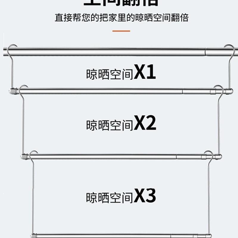 阳台不伸缩晾衣杆YR2468晒子架衣单杆折叠隐形被收纳晒床单挂钩锈