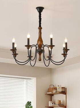 美式古吊灯客厅实木室餐卧厅书房灯烛乡村风复民宿中古86337创意