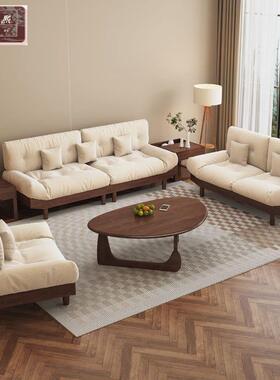 云沙朵发茶组合现代简约式原木风客厅家用全QSW实木沙发几日出租
