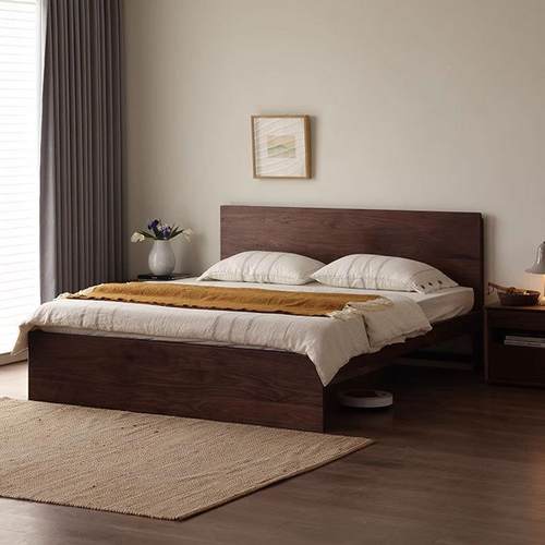 北美黑胡桃木m高箱床1.8双床现代简约人实QPJ木樱桃木悬浮储物抽