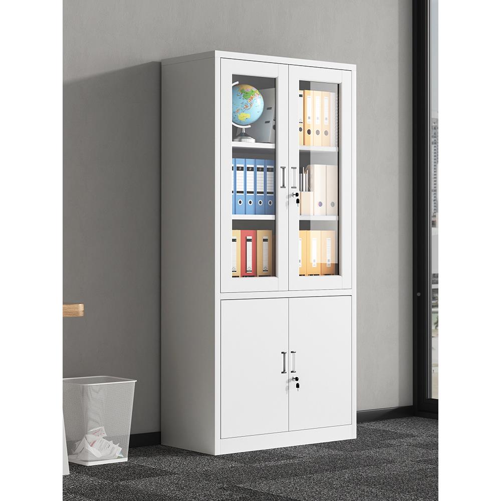 m办公室铁y皮文件子带锁JII储物柜凭料证柜档案柜资柜钢制收纳柜