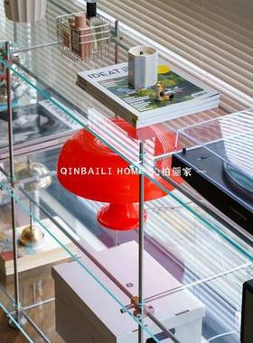 玄关收纳架UEF客厅层书架意式极简不多锈置钢展示架光轴落地物物