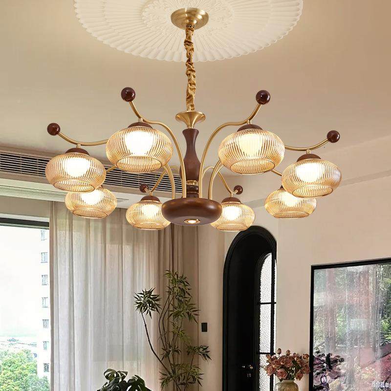灯具美式古复餐主厅灯南洋法桃式客厅吊灯中古胡木色卧室灯新中式,家装灯饰光源,智能吊灯,淘宝优惠券,粉丝福利购,淘宝优惠卷