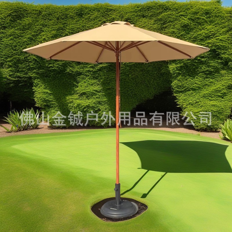 铝合金木纹大型圆形遮阳伞商用