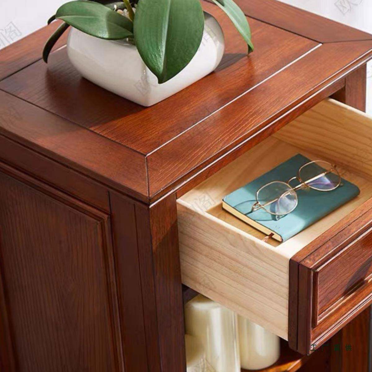 美式小酒柜纯实木985家玻璃小客茶水柜边边几复古厅电视柜展示柜