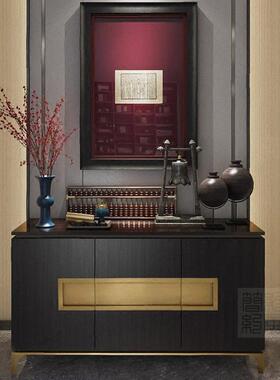 中式酒边实柜木玄关柜简约现代店新过道装饰柜大堂餐边柜客94851