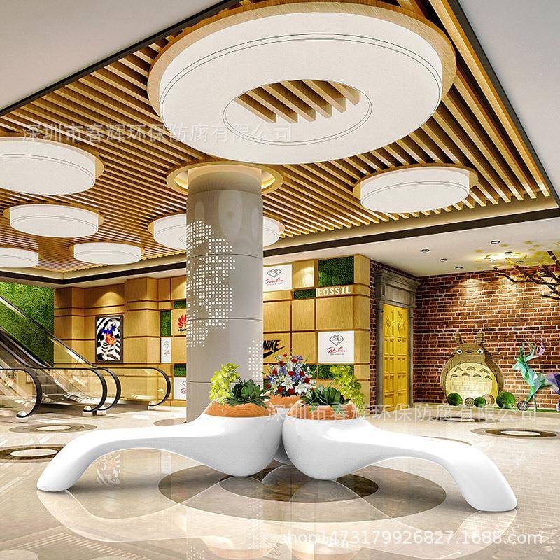 休烟斗造玻璃钢座椅商场JPY休息区长条凳酒店业街多功商能型闲花