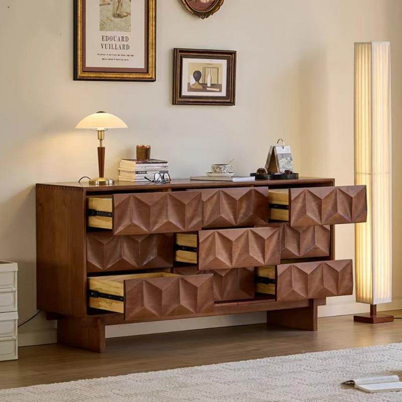 法式复古樱桃木九斗简实柜木家居客柜厅卧约室简易抽屉床-尾柜整