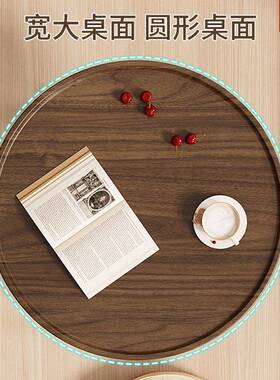 中古风实木飘窗小桌子圆床OUK桌床小上榻米小茶桌沙榻发边几茶几