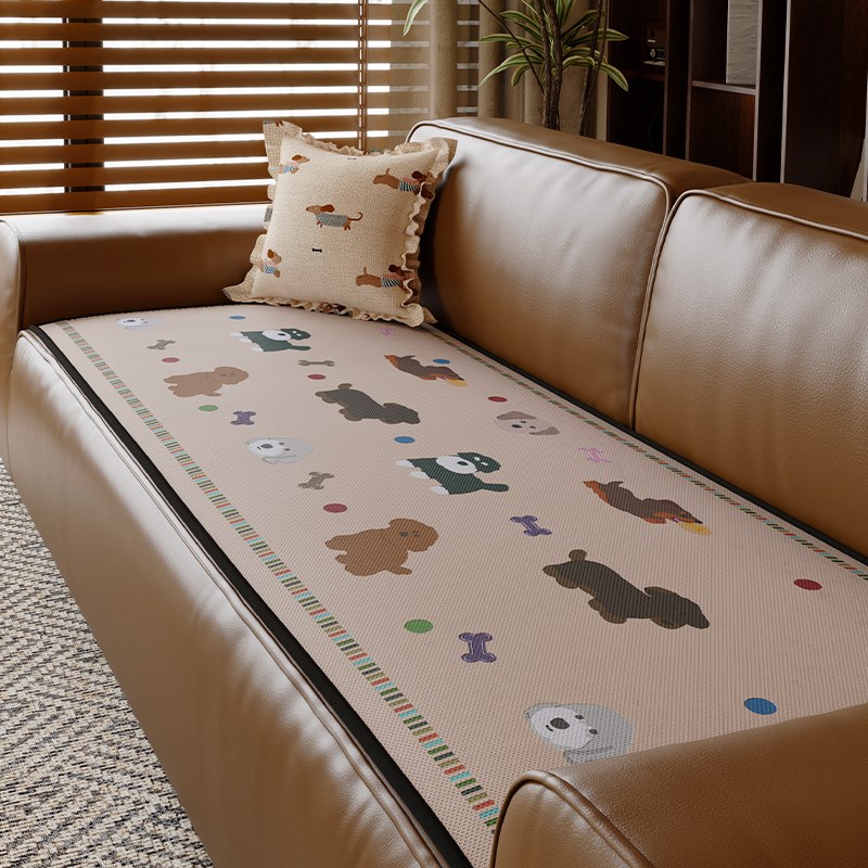 夏季可爱卡通冰丝凉席20新款夏天坐垫防滑凉感直排皮沙发凉垫布