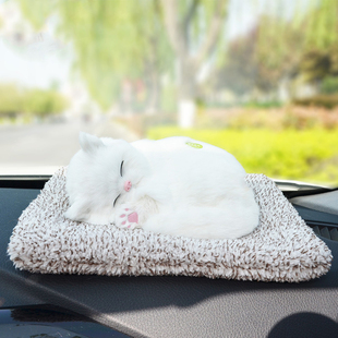 活性炭仿真大号小猫咪公仔摆件车载可爱毛绒玩具假猫猫会叫 玩偶