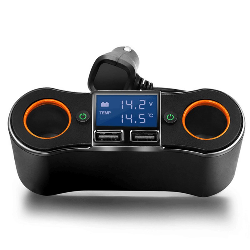 开关一拖二点烟器usb 汽车充一分二转换插座车载充电器电压电流