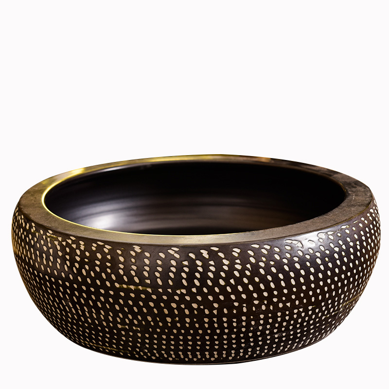 台上盆圆型洗脸盆陶瓷艺术盆家用洗手盆欧式洗漱台盆复古雕刻