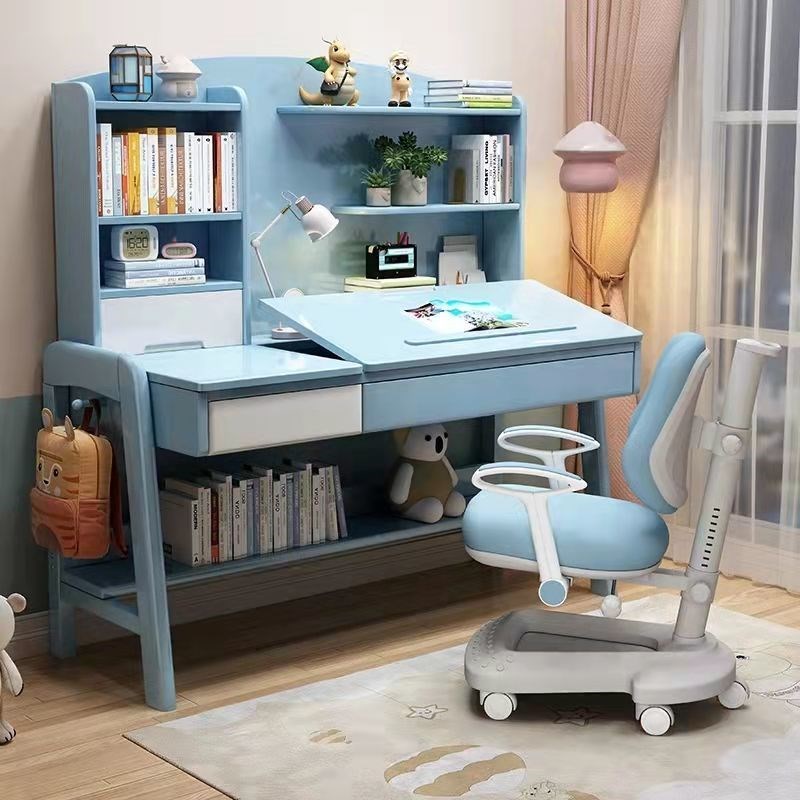 实木书桌儿童可调节升降学习桌男女孩写字台中小学生家用电脑桌子