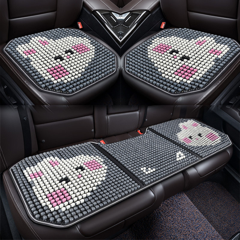 木珠汽车坐垫单片夏季透气通风无靠背三件套四季通用后排座垫座套