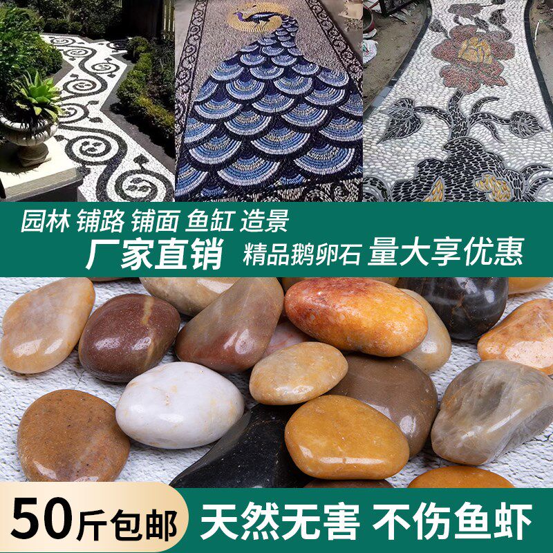 50斤鹅卵石铺路铺地庭院花园艺造景观装饰天然大小鹅软石头雨花石