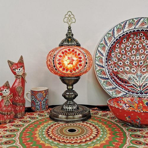 欧式床头灯地中海复古卧室吧台浪漫手工礼品土耳其彩色玻璃台灯