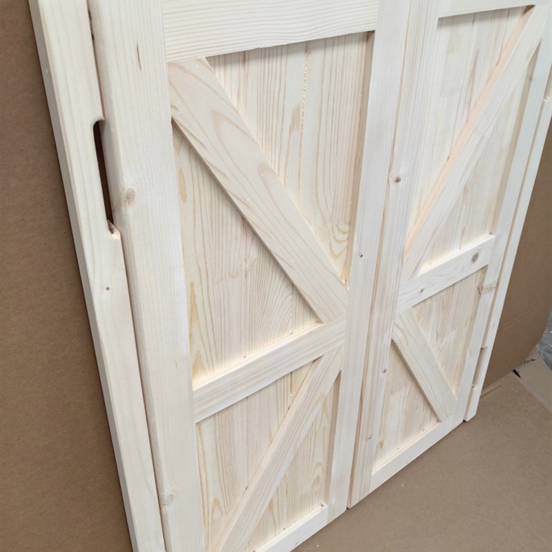 简约现代实木原木素门对开门室内半腰门走廊隔断栅栏门酒吧门订制