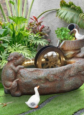 假山流水喷泉阳台造景生财鱼池摆件循环水别墅庭院花园布置装饰品