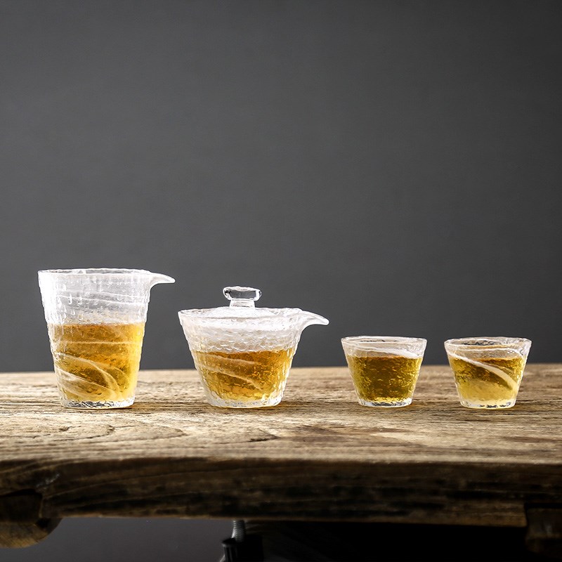 微丰云丝玻璃盖碗茶壶功夫茶具装加厚耐热泡茶壶家用整茶杯