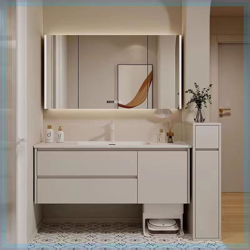 一体陶瓷盆浴室柜65CM75厘米85/95/105/115扫地机器人基站洗漱台