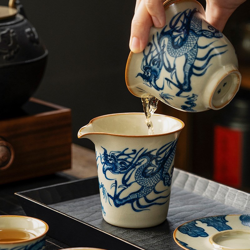 汝窑高端公道杯分茶器茶海功夫茶具陶瓷家用大容量单个复古匀杯