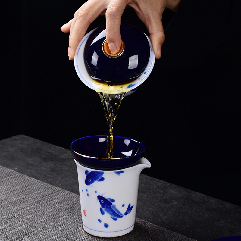 霁蓝茶漏荷花茶道配件茶滤茶漏器过滤网创意陶瓷茶叶过滤器茶漏网