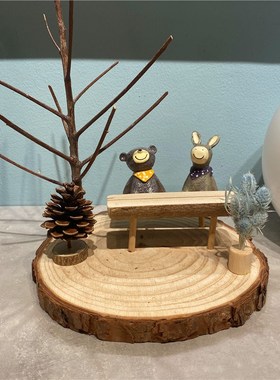 创意手工幼儿园环创天然树杈树枝松木桌面摆件装饰场景布置饰品