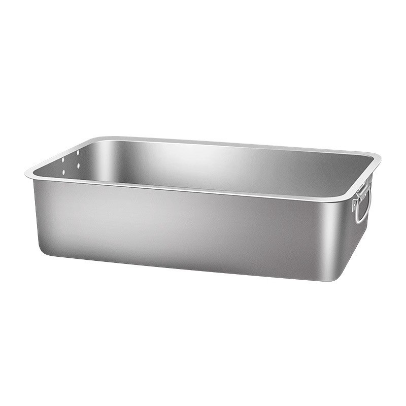 30不锈钢带把手方盆长方形方盘商用大号餐盆周转盆带提手装菜盆