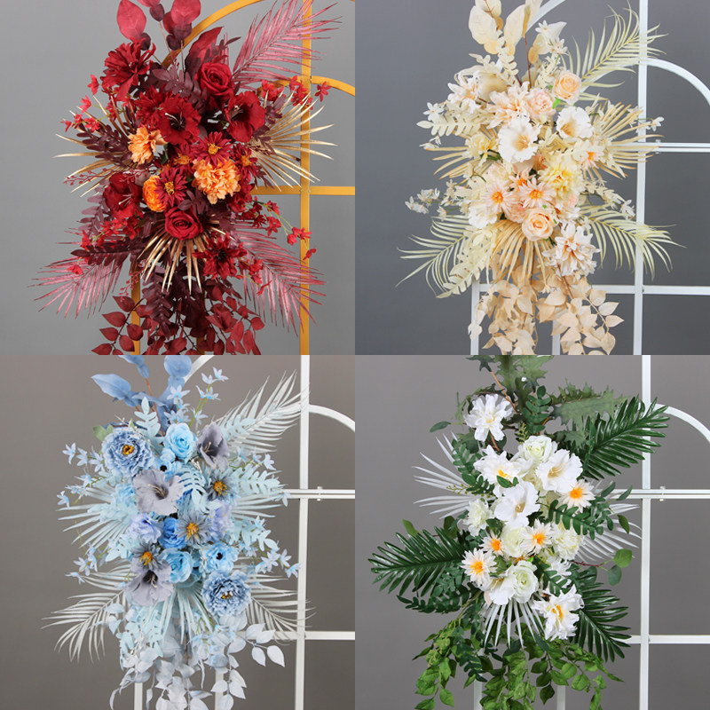 新款婚庆柚子叶挂花仿真绢花成品花婚礼堂背景墙装饰点花路引花艺