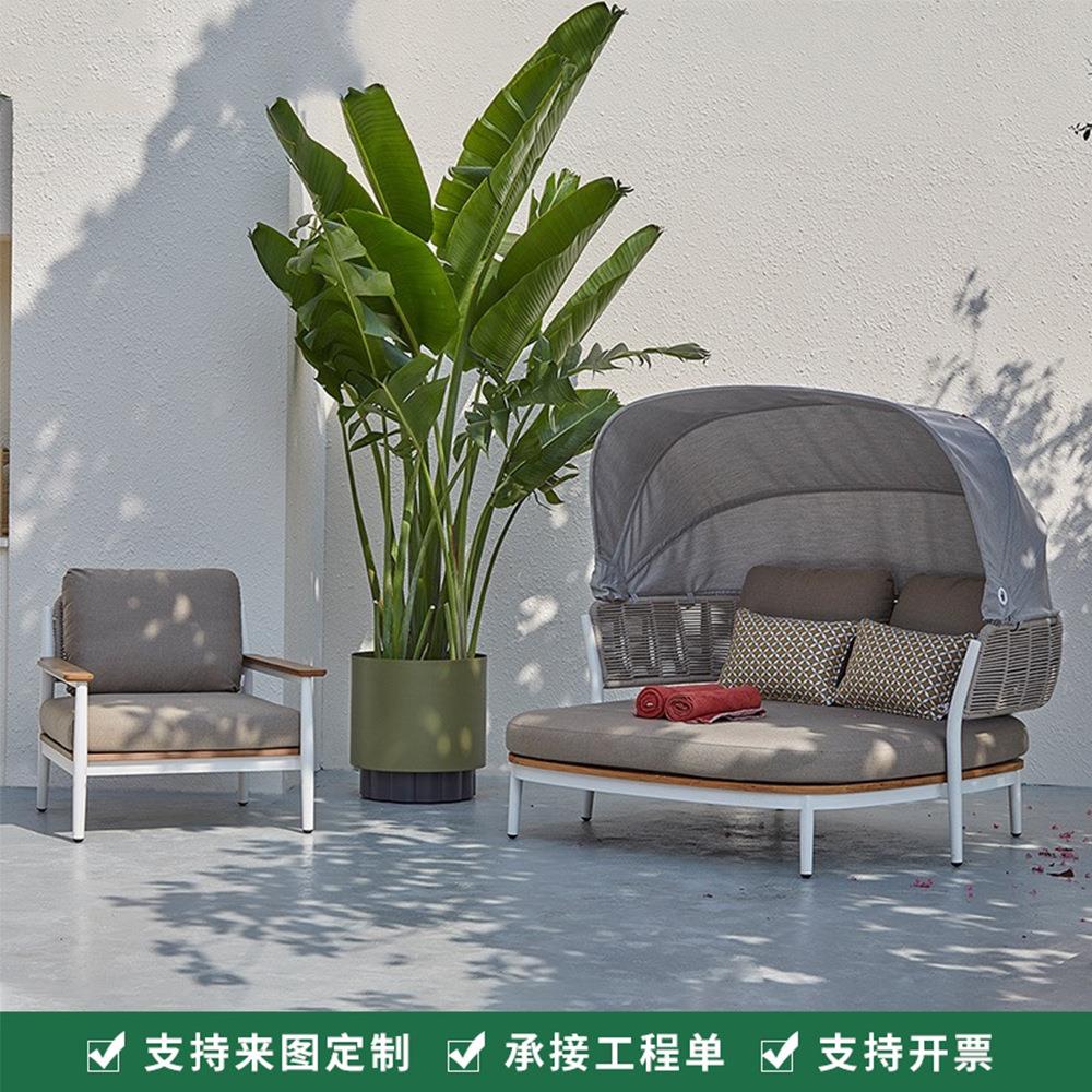 户外沙发庭院室外花园沙发酒店阳台露天民宿防水茶几柚木沙发家具