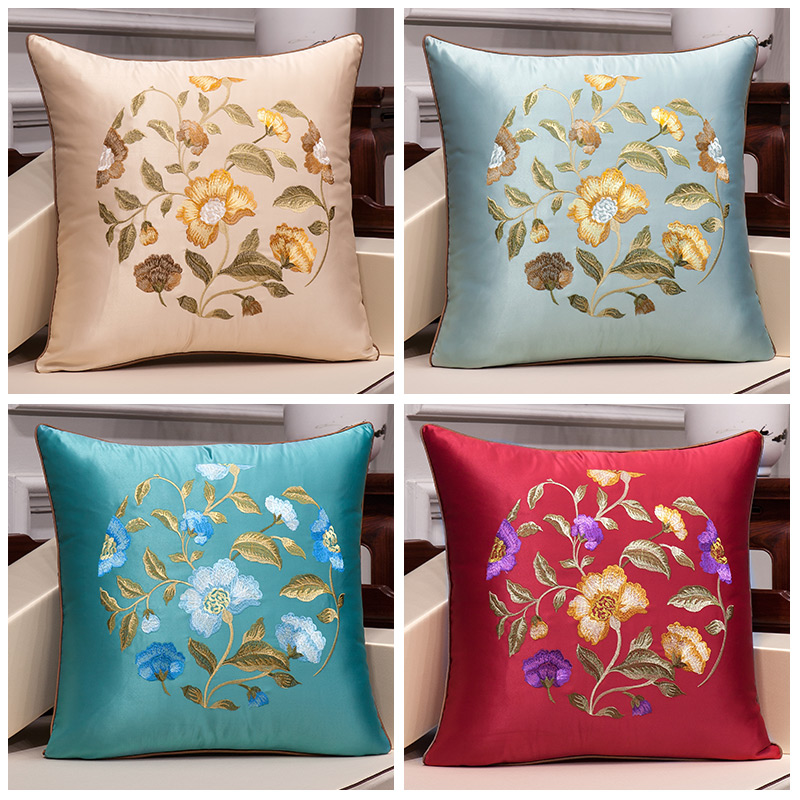 客厅沙发抱枕靠垫中式刺绣腰枕1191简约现代抱枕不含芯正方形