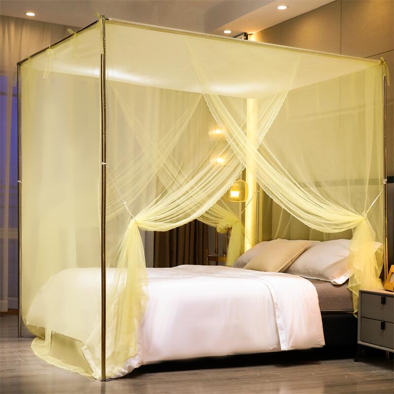 双开门落地式蚊帐夏天家用公主风宫廷支架方便拆洗防尘顶穿管加密