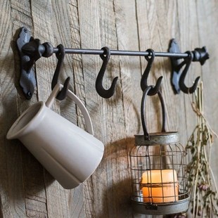 覆古怀旧风格 饰杂货衣钩排钩挂衣钩衣帽钩壁饰园艺挂钩 铸铁挂钩装