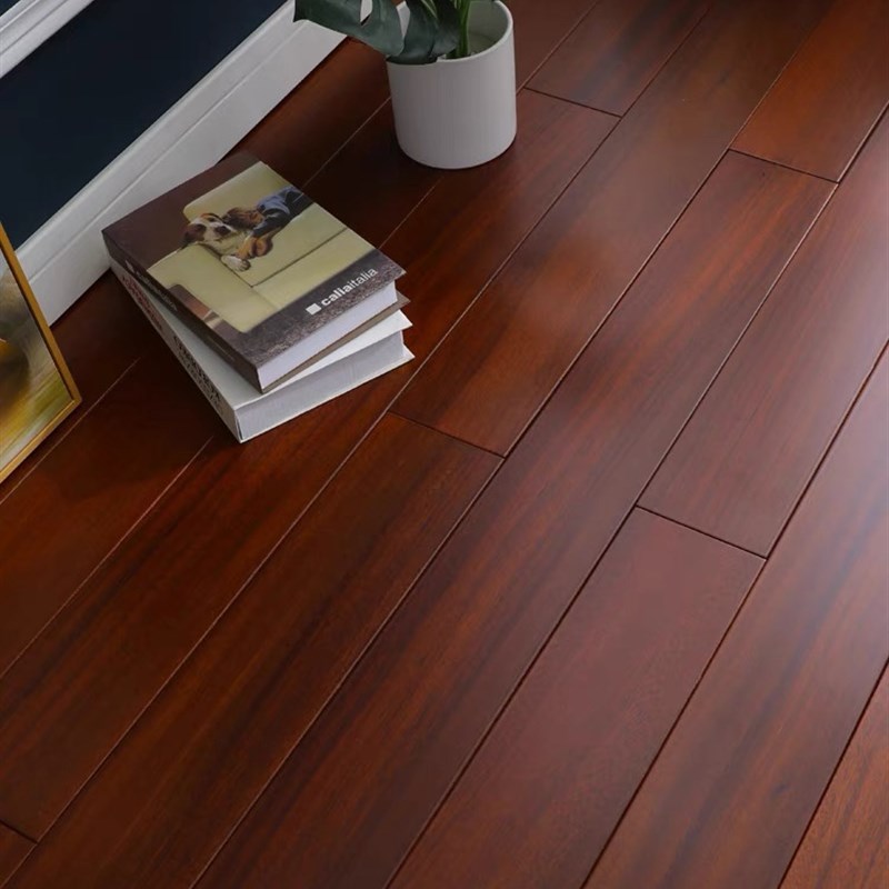 爱我居圆盘豆实木地板柚木色