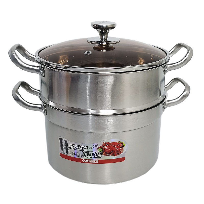 庆展欧式层蒸锅家用不锈钢加厚2层28电磁炉灶通用蒸煮大号