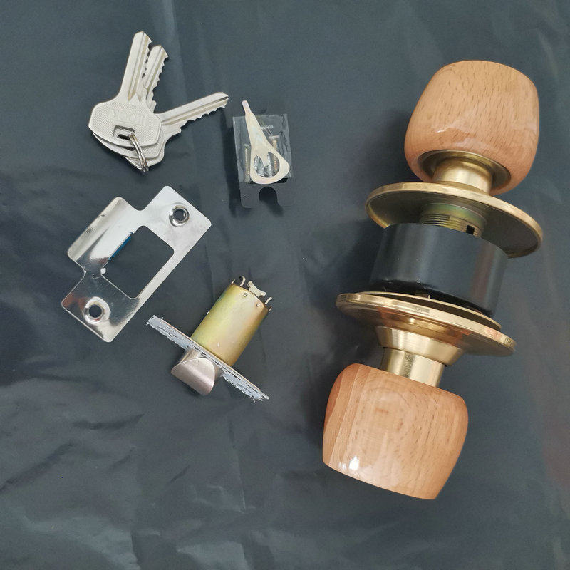 球形锁木门卧室门房间门室内门把手锁榉木材质把手铜芯球形锁圆锁
