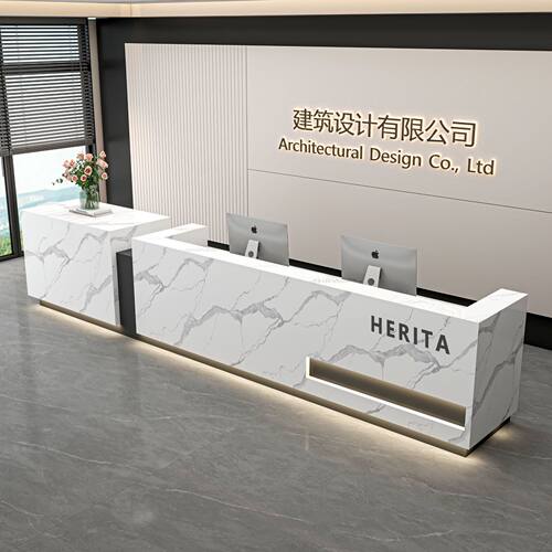 大理石前台接待台收银台展示柜酒店公司前台商务办公现代简约组合