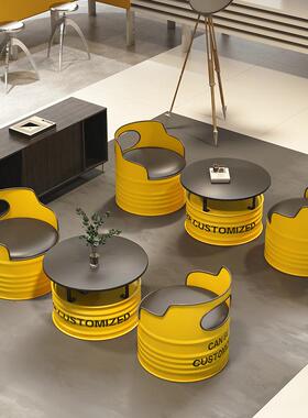 工风油桶沙网红创意铺业门口户外桌椅组合酒吧清吧铁商UXK艺卡发