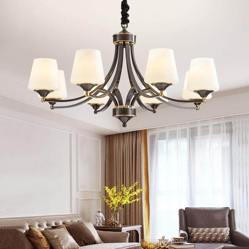 厅全铜美式吊灯古客灯复代轻奢餐厅卧室灯大气别墅中古铜JCS灯现