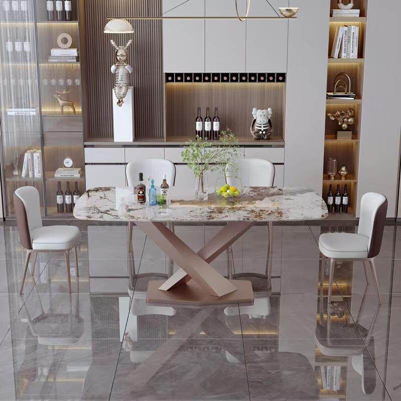 轻厅奢岩板餐桌椅合户现代简约家用小型客组长方形XAA餐厅极简吃