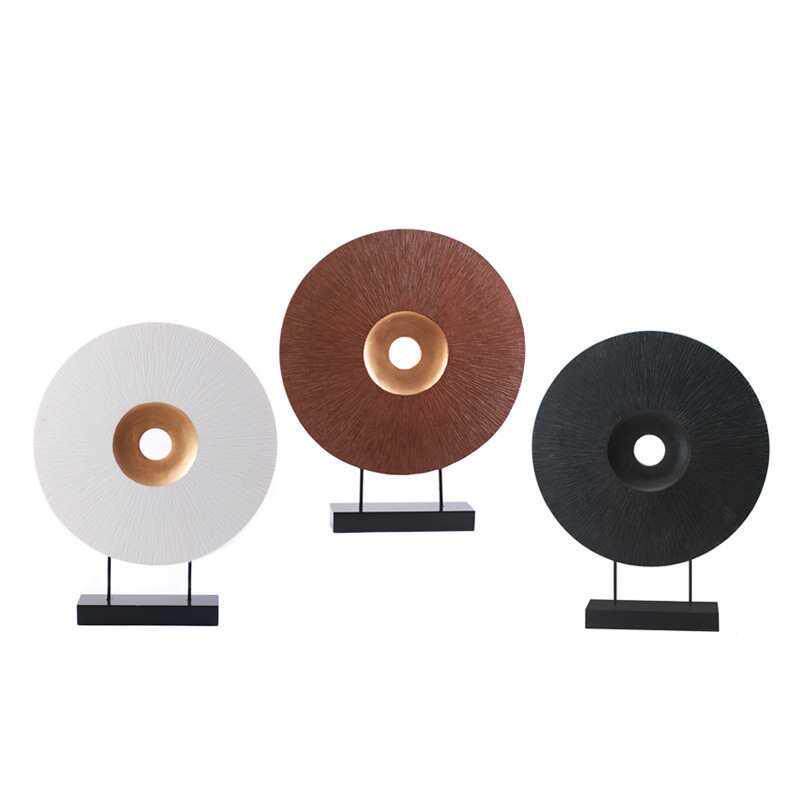 玄新中式圆形屏风玉璧摆件现代样板间公酒关店办室书房客厅XQL装