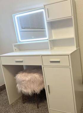 带，镜子14162和ED灯条的梳L妆，带大抽屉的梳妆台台三种照明模式