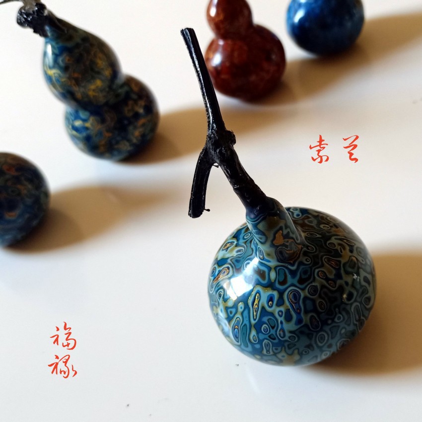 手工大漆犀皮龙头葫芦摆挂件图片