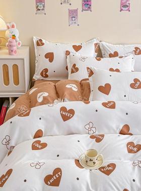 加厚磨毛双件人三四件套单人被套床单南000069通家被罩套床厂上用