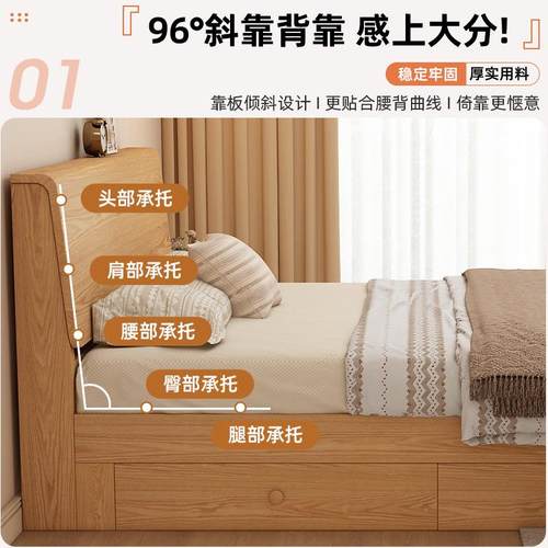 全实木床现.代简约家用房双人床15米胡XOG桃木床12米单.人床出租