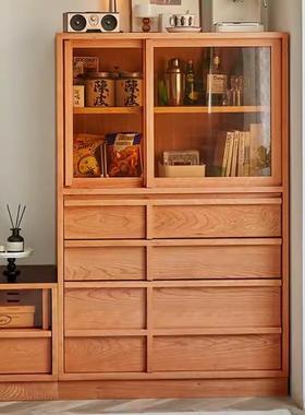 素凡屋朴中古实木30244五斗柜风桃木小户型靠墙高柜储物柜收樱纳