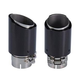 LOT汽车装 不锈钢排气管亮黑纤碳尾尖 管尾喉通用排气真碳改维直款