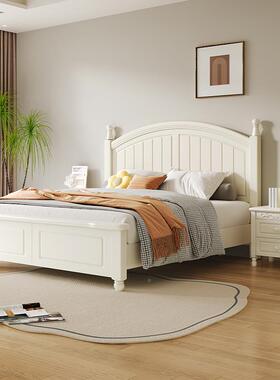 JFB白色实木床现式代简约主田园油风小美1.8奶米双人床卧1.2儿童